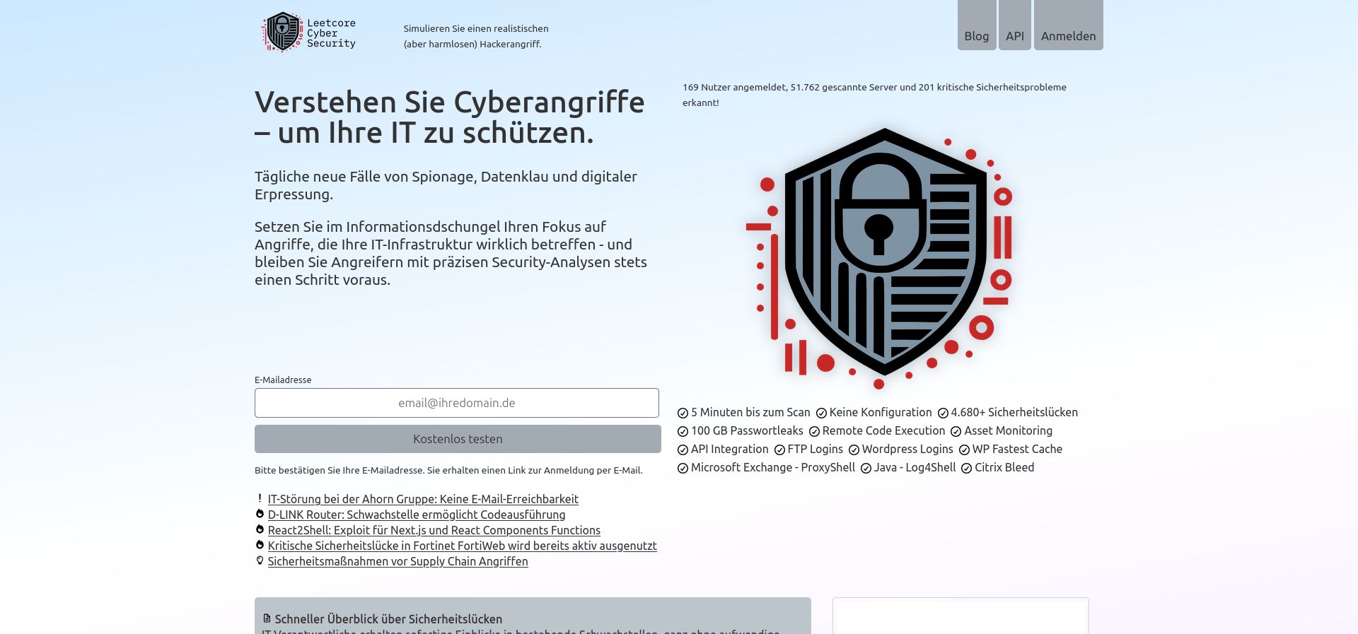 Leetcore Cyber Security Webseite Screenshot